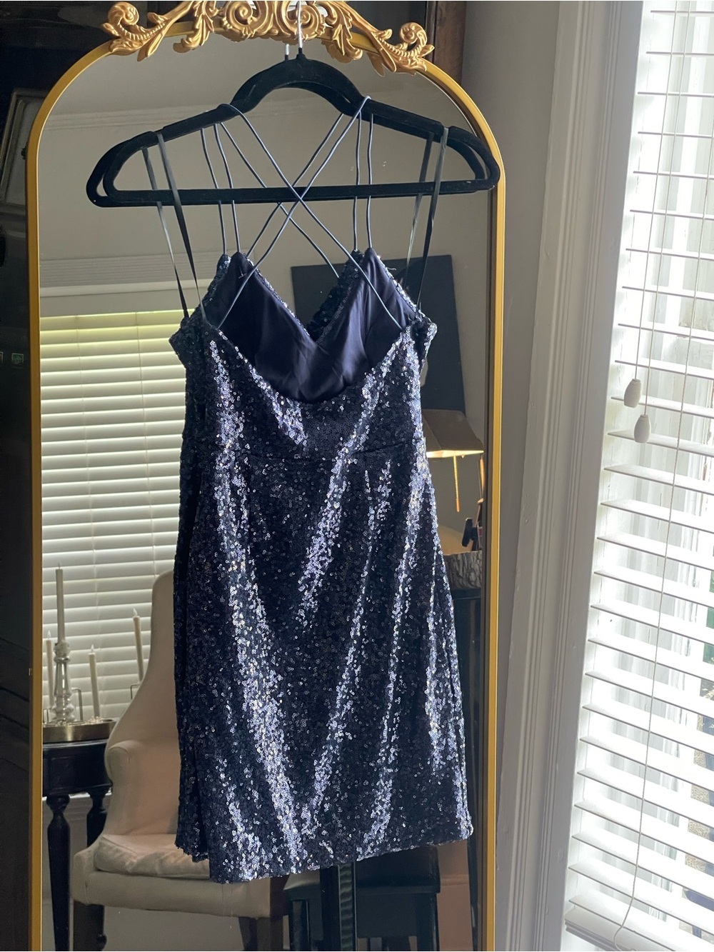 Hello Molly NWT Navy FASHION CAPITAL SEQUIN MINI DRESS - Picture 8 of 14